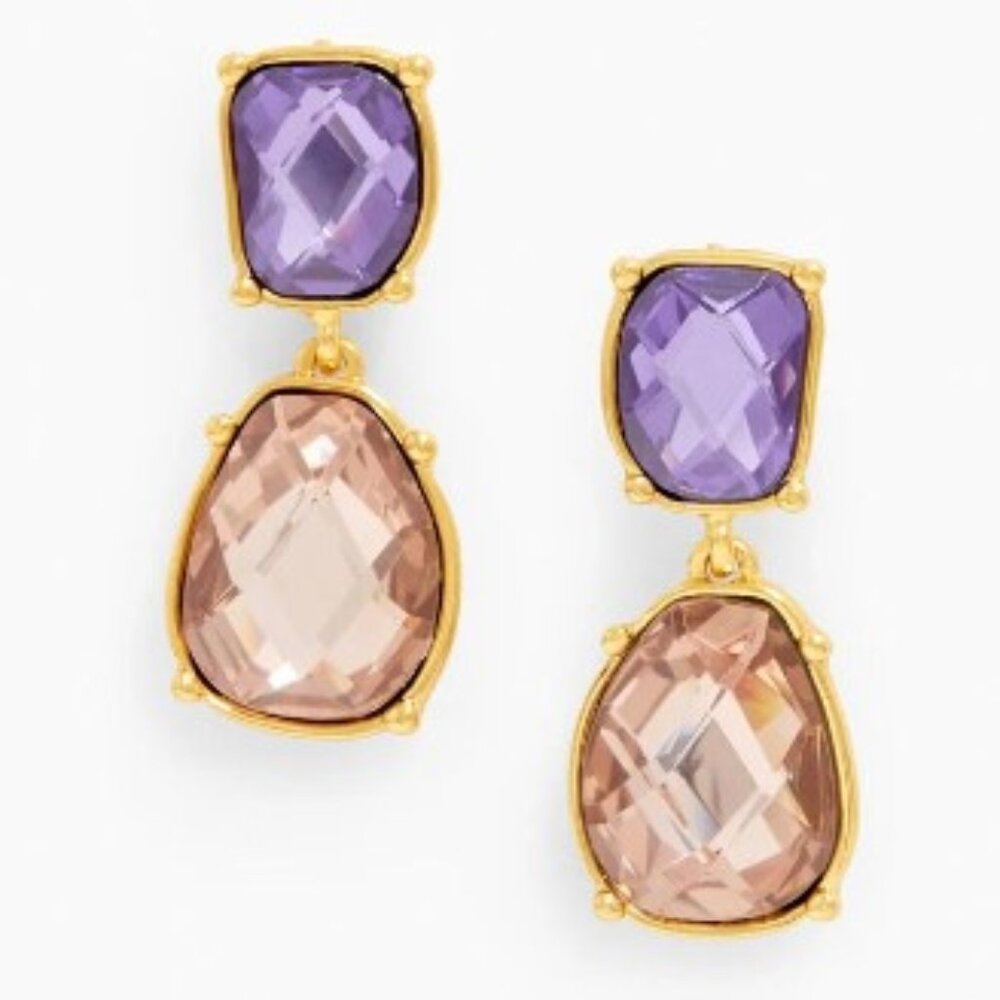 TALBOTS - Checkered Stone Drop Earrings  NWT